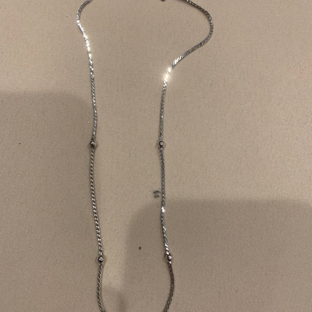Monet Silvertone Necklace w/ Small Rounded Beads at Various Intervals on Chain